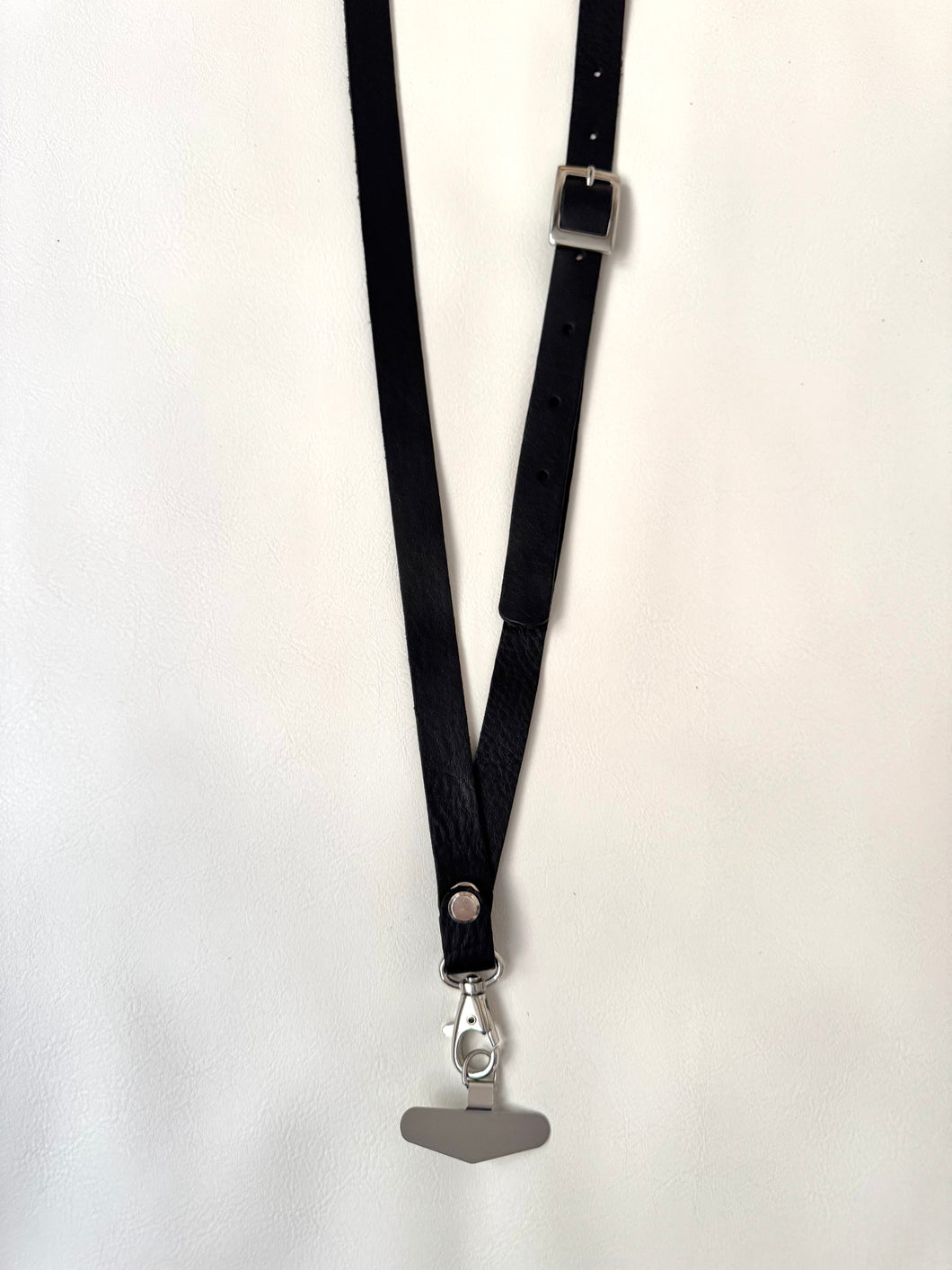 Phone Strap - Black with Silver Metal Wear