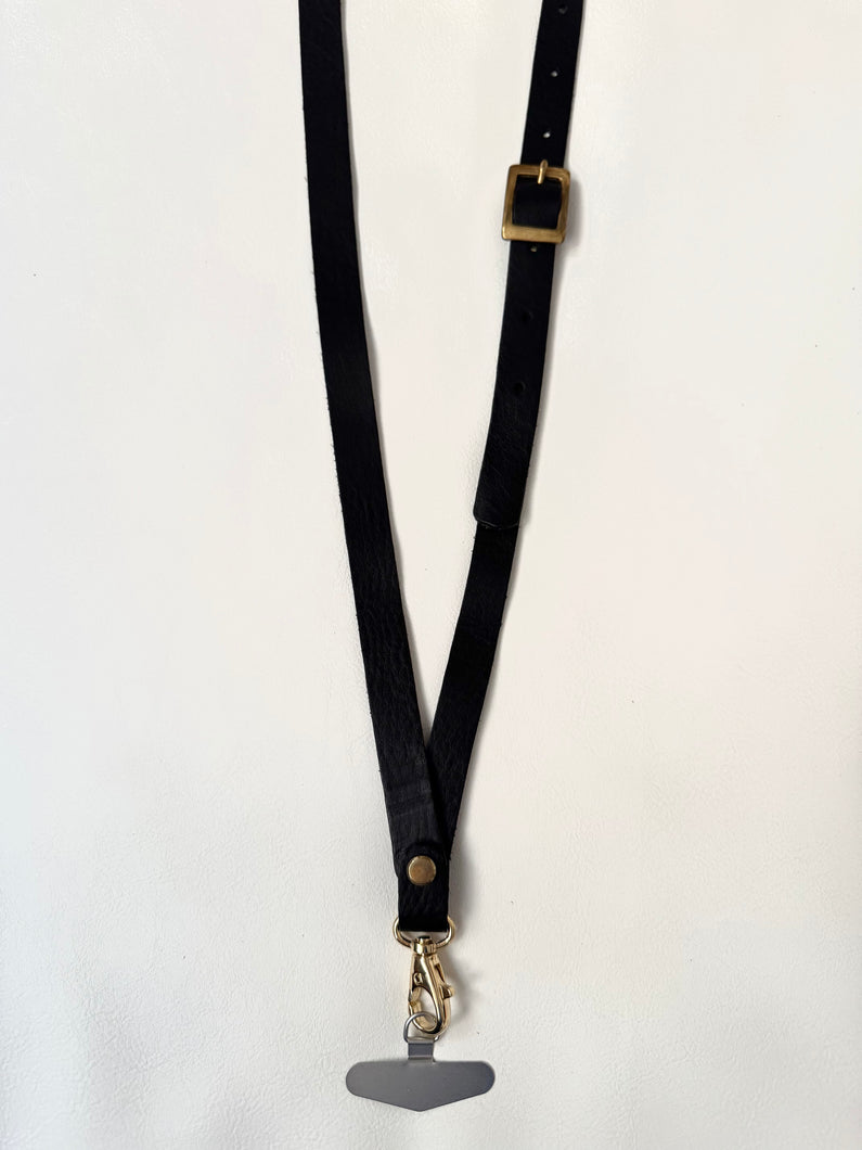 Phone Strap - Black with Gold Metal Wear