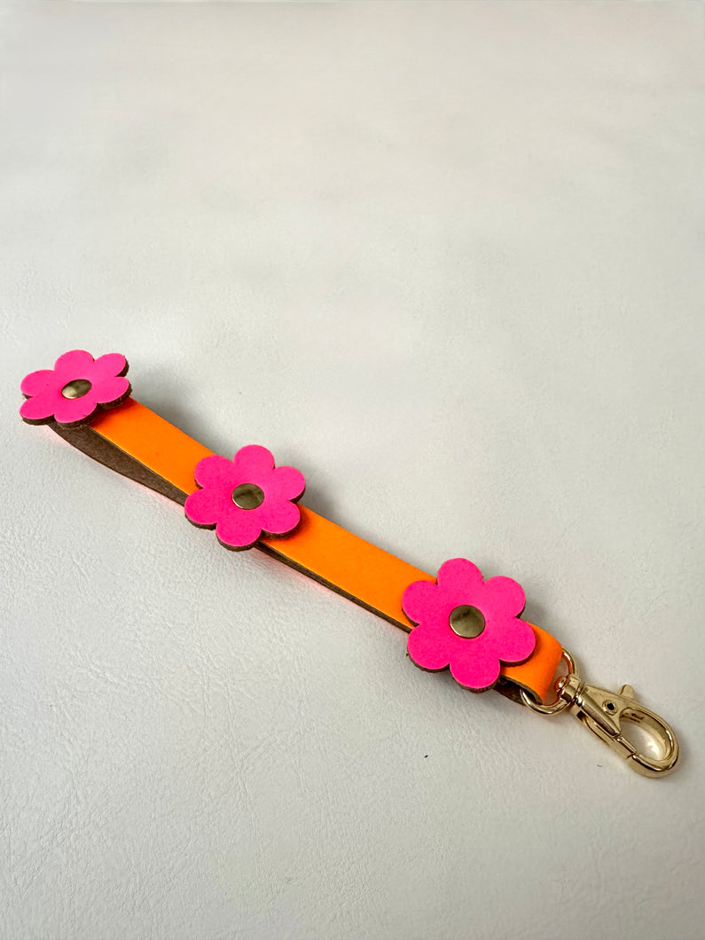 Phone Handle with Flowers - Orange